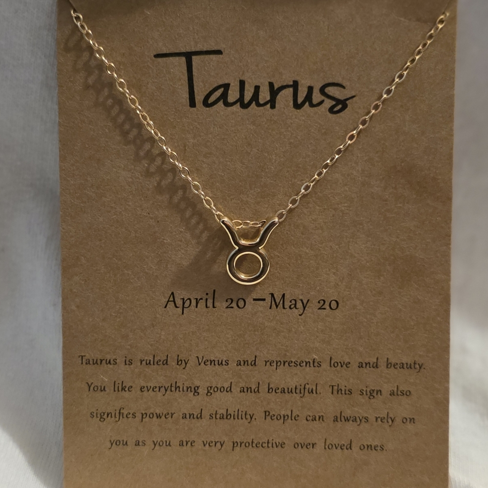 Gold Taurus Zodiac Necklace